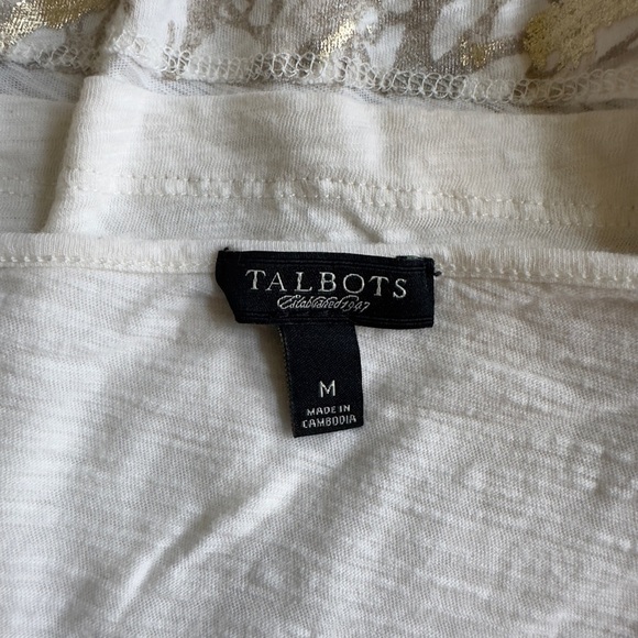 Talbots Ivory V-Neck Blouse with Branch Design - Picture 2 of 7